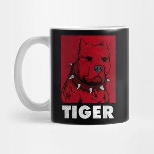 Pitbull Collar Spikes Red Tiger Funny I love mom Tattoo Mug